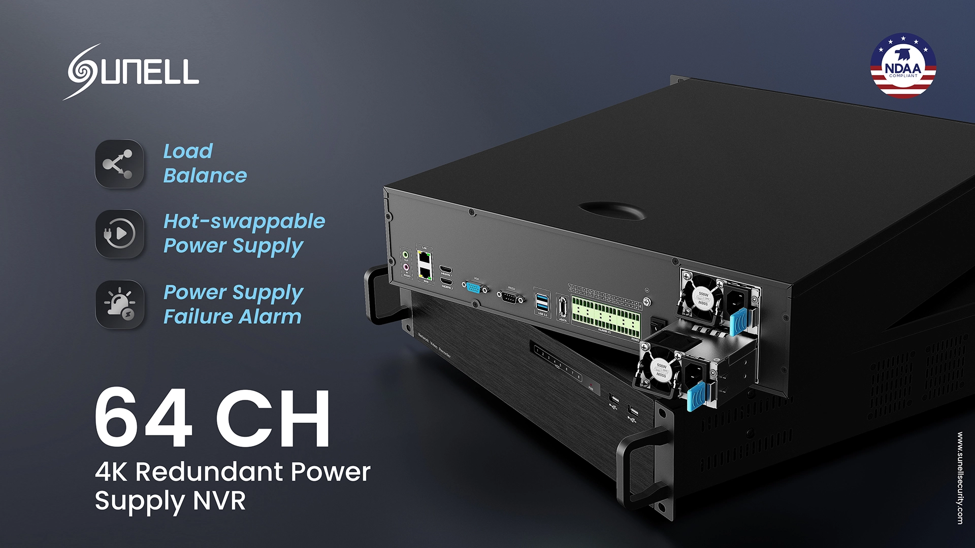 Sunell bringt den neuen redundanten 4K-Strom-NVR mit 64 Kanälen auf den Markt, um eine stabile Überwachung zu gewährleisten