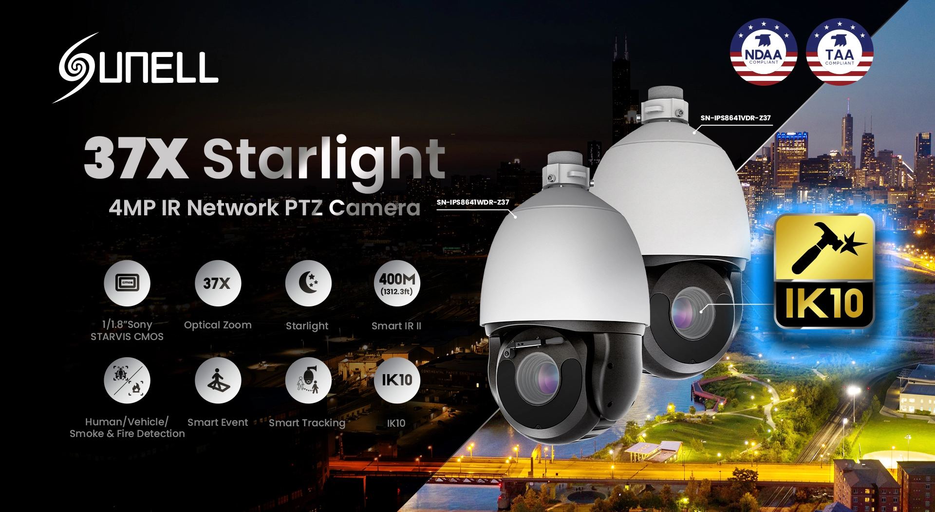Lernen Sie Sunell die neueste 4MP Starlight PTZ Dome-Kamera kennen